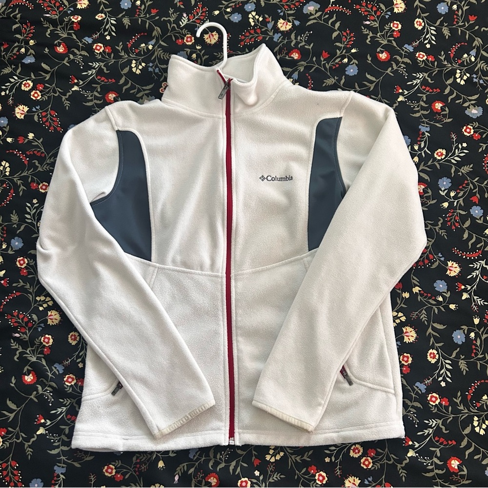 Columbia retro women’s White and Blue Fleece Jacket